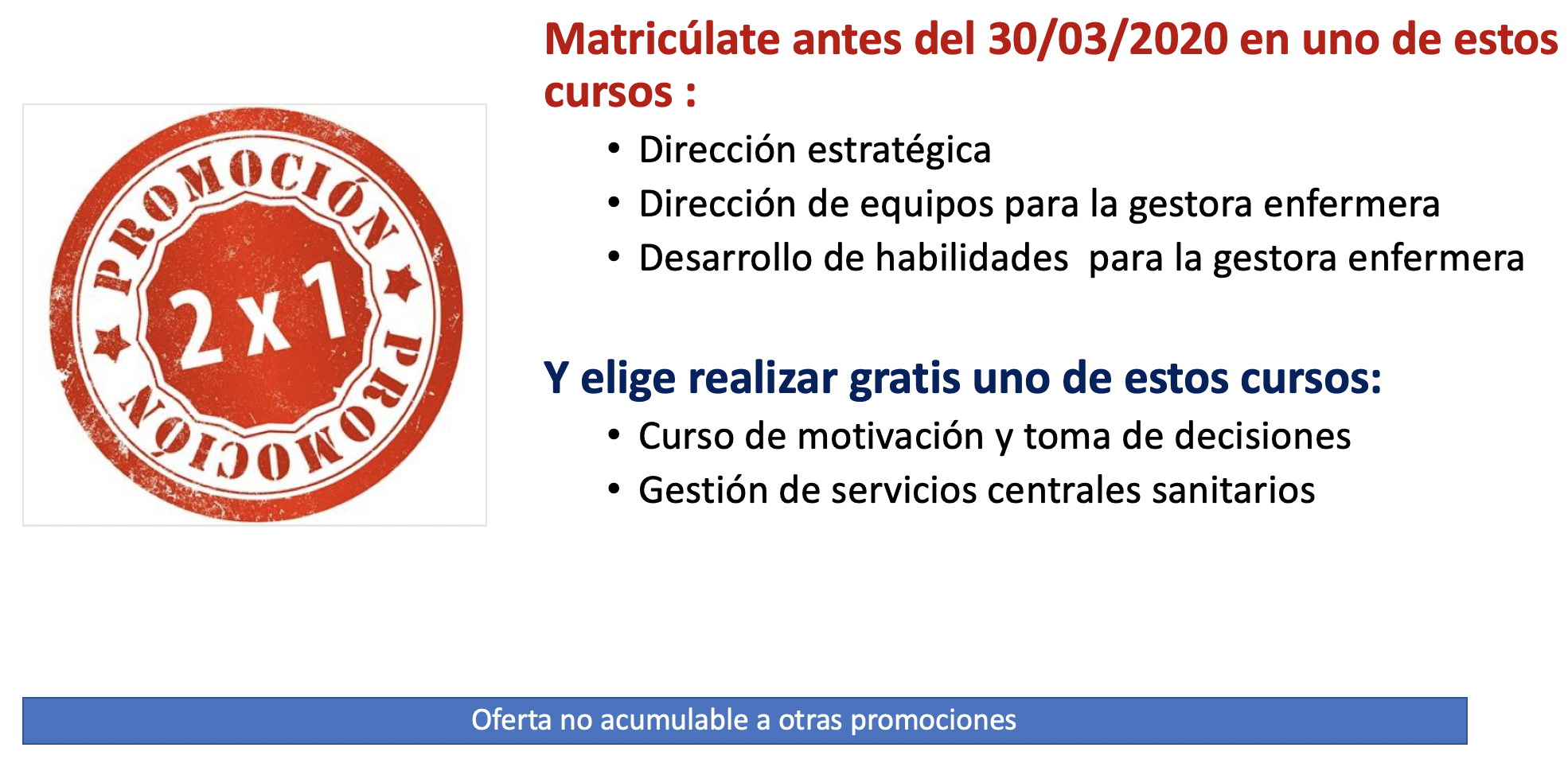 2x1 cursos Gestión de Enfermería