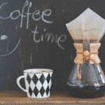 Coffee time sentence, cup of coffee and Chemex